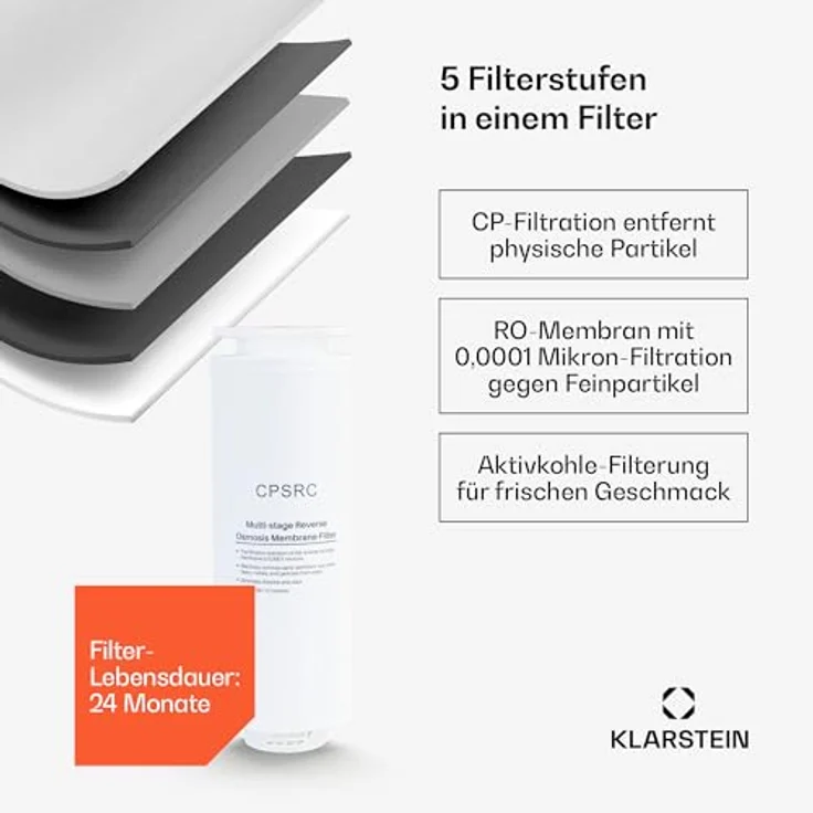 Klarstein VitalPour Osmoseanlage - 5-Stufen Umkehrosmosefiltration, Heißwasser in 3 Sek., 5L Tank & 1,5L Krug, 5 Temperaturstufen, Touch-Display, Kindersicherung, Einfacher Einbau – Bild 4