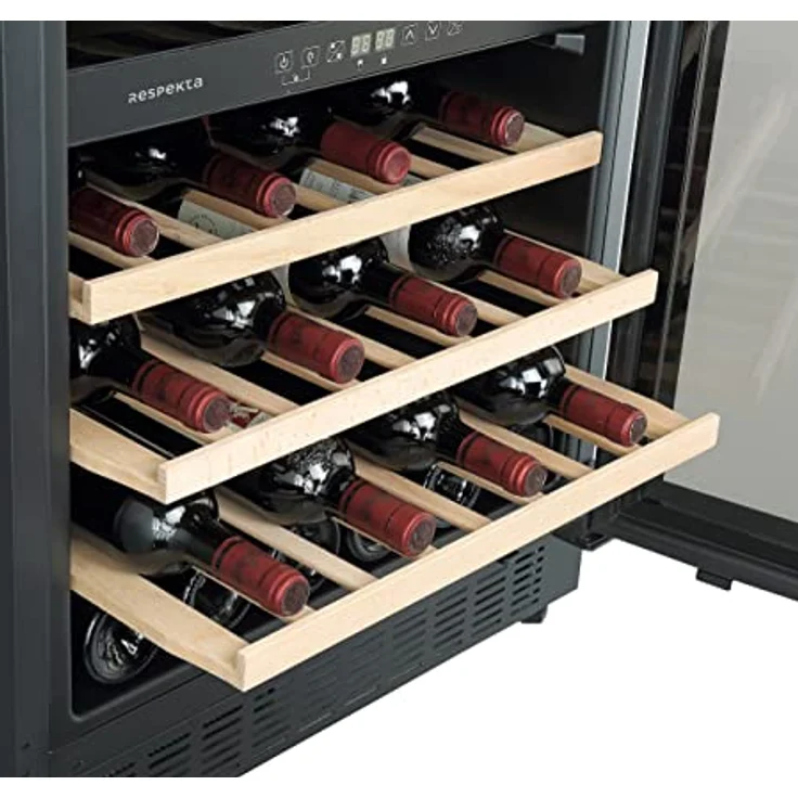 Respekta Unterbau-Weinkühlschrank für 46 Standardflaschen / 129 L Nutzinhalt / 2 Temperaturzonen, je 5°-22°C / Touch Control / LED Leuchte / Wechselbarer Türanschlag / Max. 43 dB / WKSU 46-19 – Bild 4