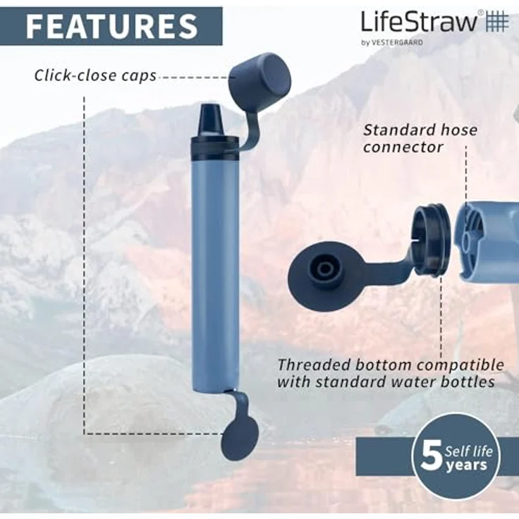 Lifestraw Peak Series Personal Wasserfilter Blau One Size - Ultraleicht, nachhaltig und verbesserte Durchflussrate – Bild 5