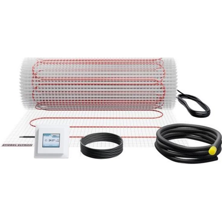 Stiebel Eltron Fußbodentemperierung FTM 160/1.5 Set Plus, Heizkabel für 1,5 m², 240 W mit Raumthermostat und Bodentemperatursensor