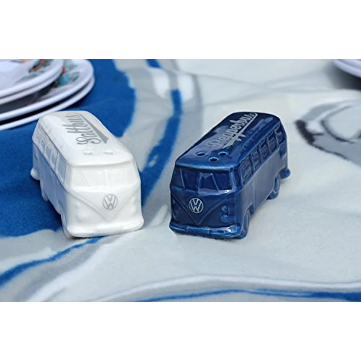 BRISA VW Collection - Volkswagen T1 Bulli Bus Salz- & Pfeffer-Streuer, Küchen-Tisch-Dekoration, VW-Fan-Geschenk-Idee (2ER Set- (Blau-Weiß) – Bild 7