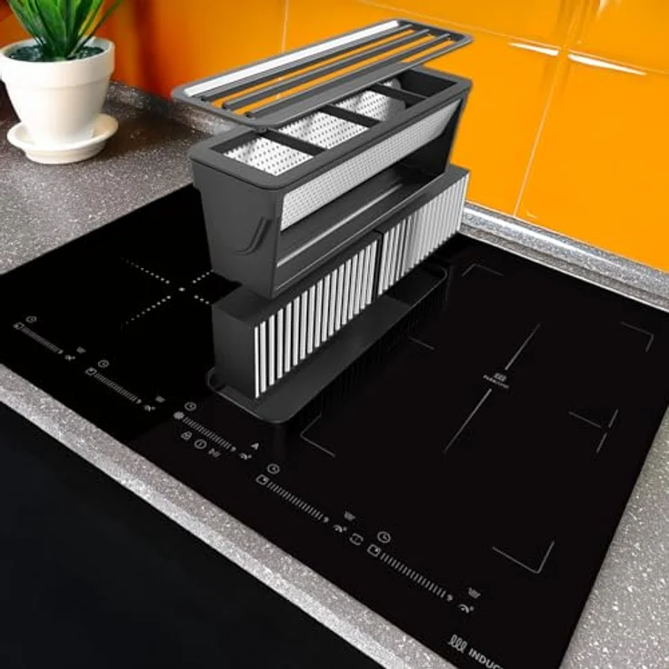KKT KOLBE IND600DRAFT, Induktionskochfeld mit integriertem Dunstabzug, 60 cm, 7,4 kW, 4 Zonen, 9 Stufen, rahmenlos, 638 cbm/h – Bild 3