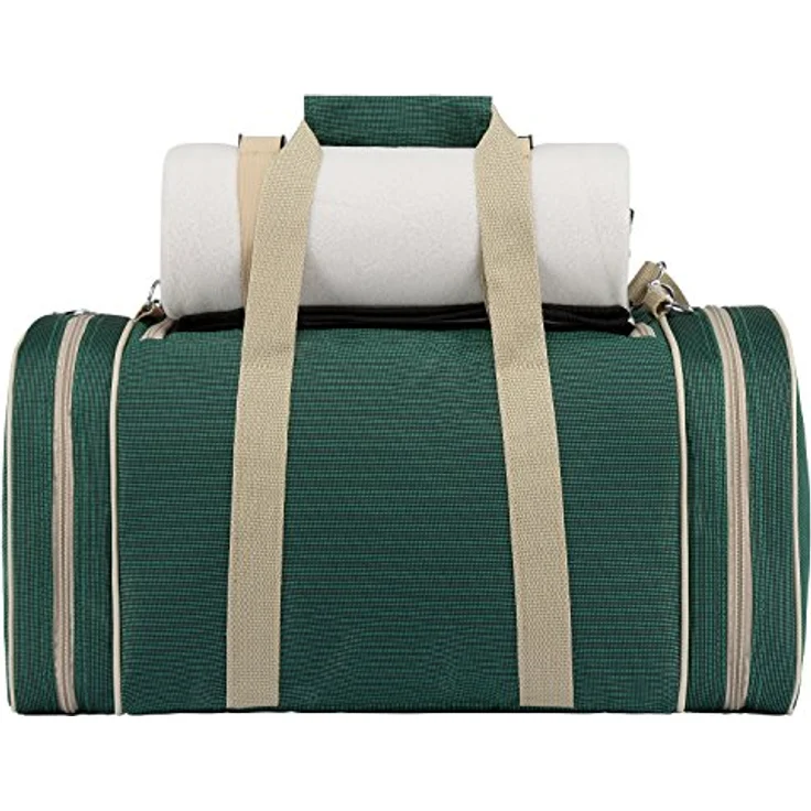 Anndora Picknick Kühltasche Decke Geschirr Besteck 4 Personen dunkelgrün beige – Bild 5