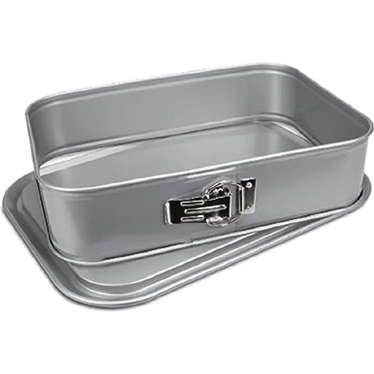 Staedter we love baking silberne rechteckige Springform 33 x 23 cm - Höhe 7 cm - aus Metall mit Antihaftbeschichtung - Füllmenge 4700 ml, Silber – Bild 2