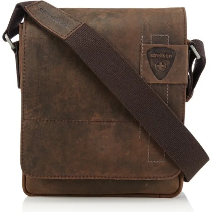 Strellson Richmond, Herren Schultertasche aus Leder mit praktischem Flap-Verschluss, schwarz