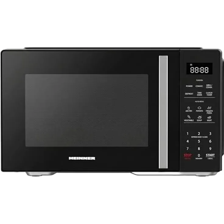 Heinner HMW-MD23AFBK, Einbau-Mikrowelle 23 L, 900 W, Grill 1100 W, LED-Display, Air-Fry, schwarz