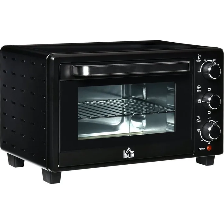 HOMCOM Minibackofen 21L, kompakter Minibackofen mit 3 Kochmodi, temperaturregulierbar bis 230°C, schwarz