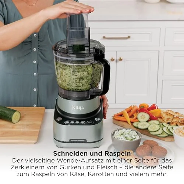 Ninja PrecisionPro BZ651EU Küchenmaschine 850 W, 2,1 l BPA-freie Schüssel, Auto-iQ Programme, Edelstahlmesser, grau – Bild 7