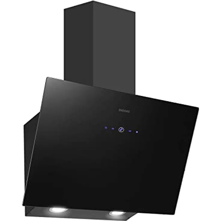 SNDOAS Dunstabzugshaube YYWH0160, 700 m³/h starke Saugleistung, 3 Leistungsstufen, 60cm Umluft/Abluft, LED-Touchscreen, verzögerte Abschaltung, Schwarz