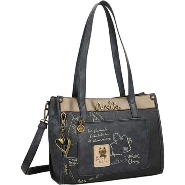Anekke Umhängetasche Shoulder Bag, Multicolor (dunkelblau/taupe/beige), mit Zipper, 30 cm breit, verstellbarem Schulterriemen und geräumigem Hauptfach – Bild 7
