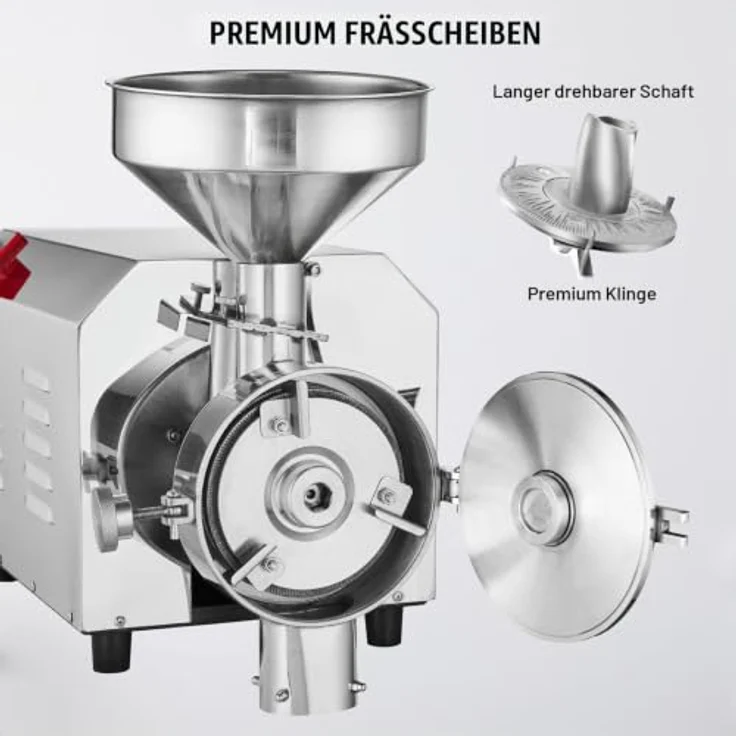 VEVOR Sojabohnenmühle, kommerzielle Edelstahl-Mahlmaschine mit 3000 W, 100 kg/h Effizienz, einstellbare Pulverfeinheit, ideal für Gewürze und Getreide, 605 x 290 x 460 mm – Bild 5