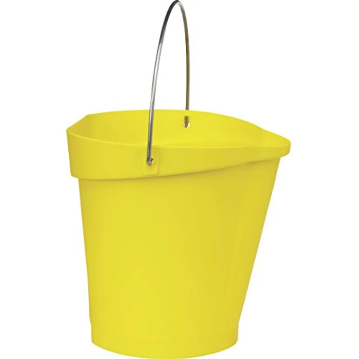 Vikan 56866 Durable Polypropylene Hygiene Bucket/Pail, Stainless Steel Handle, 12 Litre, Yellow – Bild 2