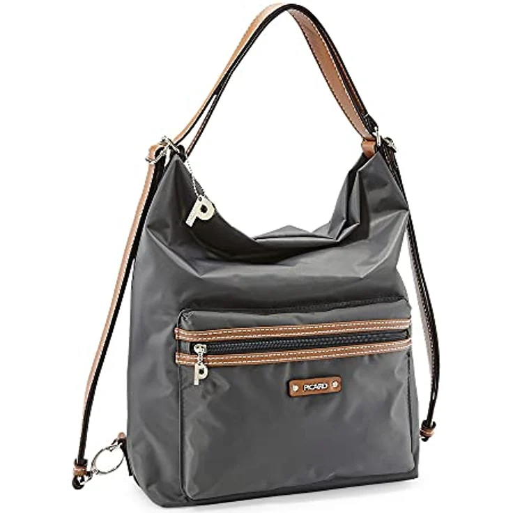 Picard Sonja, Beuteltasche und Rucksack aus Feinnylon mit Lederoptik, Grau – Bild 3