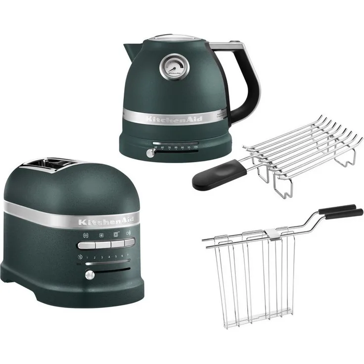KitchenAid Artisan Toaster 5KMT2204 und Wasserkocher 5KEK1522, 2 Scheiben Toaster mit Brötchenaufsatz, Edelstahl/Schwarz