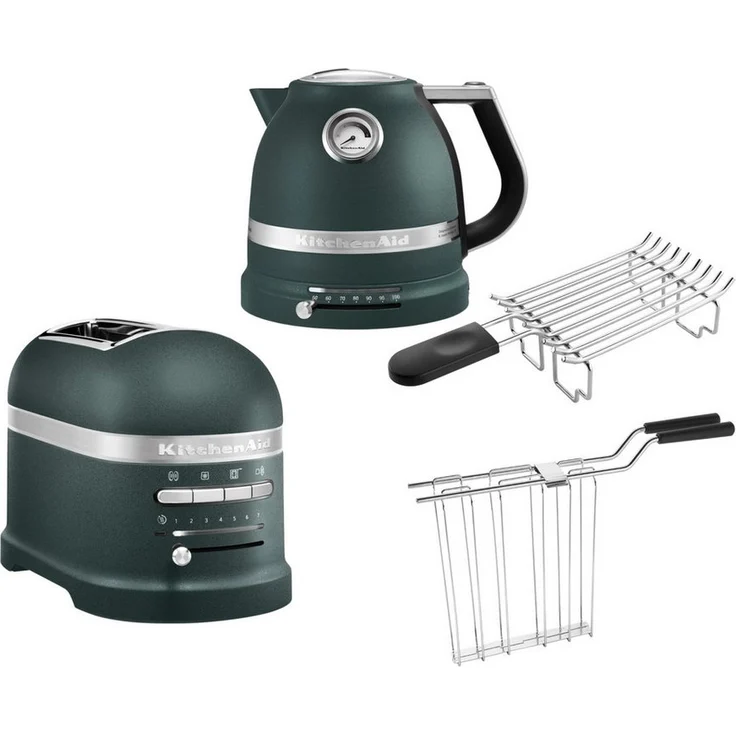 KitchenAid Artisan Toaster 5KMT2204 und Wasserkocher 5KEK1522, 2 Scheiben Toaster mit Brötchenaufsatz, Edelstahl/Schwarz