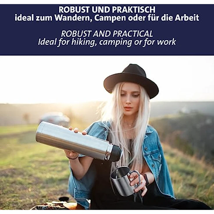 Westmark Edelstahltasse mit Karabinerhaken – praktische Camping-Tasse Outdoor, ideal für heiße und kalte Getränke, Becher mit Karabiner zum Befestigen – 300 ml, Edelstahl, rostfrei – Bild 5