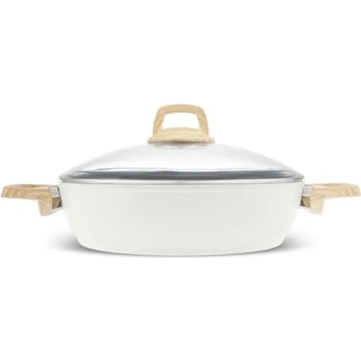 Karaca Swiss Crystal Flacher Kochtopf 26 cm, Creamy - Antihaft-Oberfläche, PFAS-frei, leicht zu reinigen – Bild 1