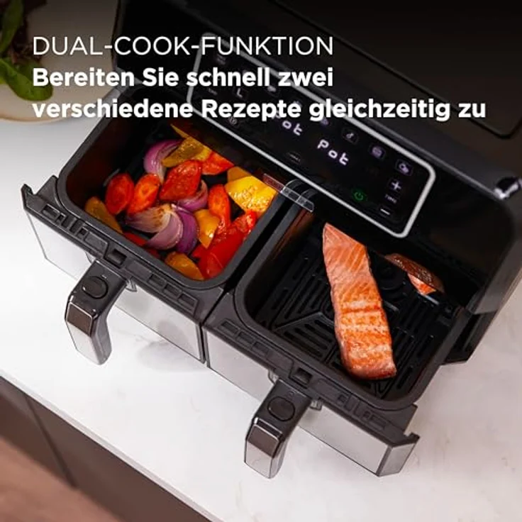 Kenwood kHealthy Fry Twin Airfryer, 8L (2x4L), Dual Cook & Sync Finish Funktion, Touch-Display, 8 Programme, Antihaft, 200º, Timer & Dörrfunktion, Heißluftfritteuse - Preisvergleich – Bild 2