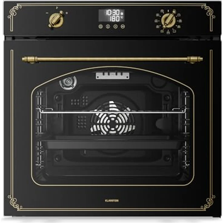 Klarstein Victoria Pyro Einbaubackofen 60 cm, 76L, 11 Funktionen, Energieklasse A, Retro Design, Pyrolyse, Schwarz – Bild 1