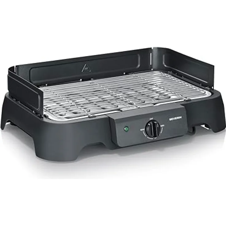 Severin PG 8593 Elektrogrill, Tischgrill mit Edelstahl-Grillrost, temperaturen von 35-200°C, 2000W, schwarz, 38x22 cm, schnelle Aufheizzeit, einfache Reinigung, Auffangschale