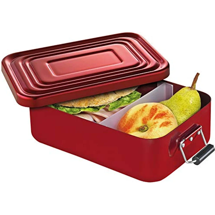 Küchenprofi Lunchbox aus Aluminium | für Erwachsene und Kinder | Brotdose mit Fächern, verstellbar | mit Silikondichtung | 18 × 12 × 5,5 cm | rot – Bild 2