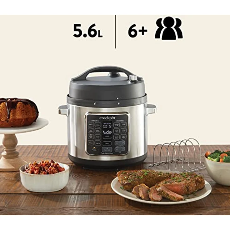 Crock-Pot Turbo Express Multikocher CSC062X, 14-in-1 Schnellkochtopf mit 5,6 l Fassungsvermögen, Schongarer und Dampfgarer, Turbo-Einstellung für 20% schnellere Zubereitung – Bild 3