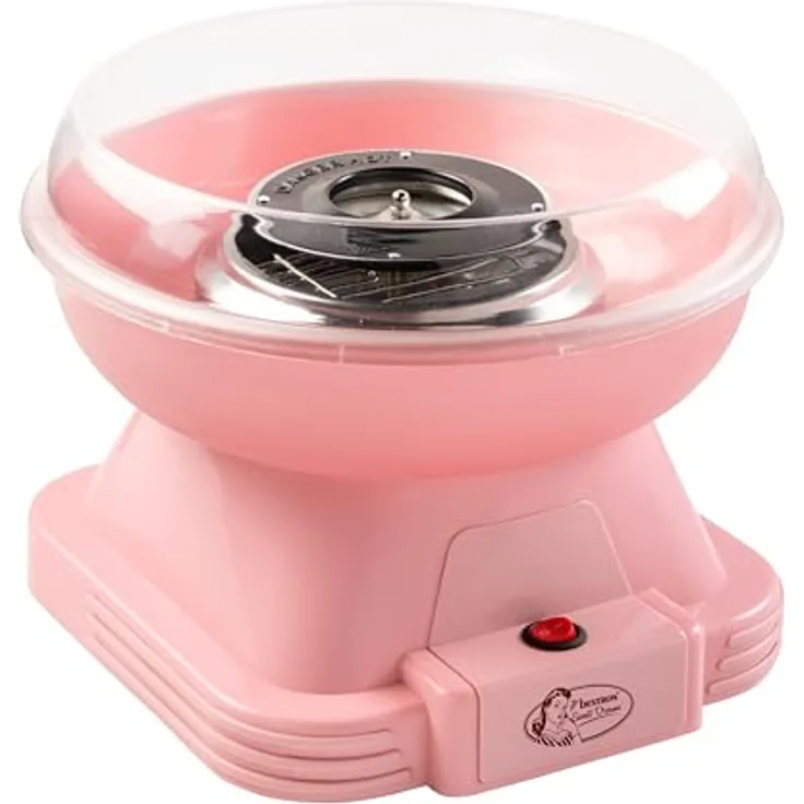Bestron ACCM400P, Zuckerwattenmaschine Retro Cotton Candy Maker, 500W, inkl. 10 Stäbchen & Messlöffel, rosa