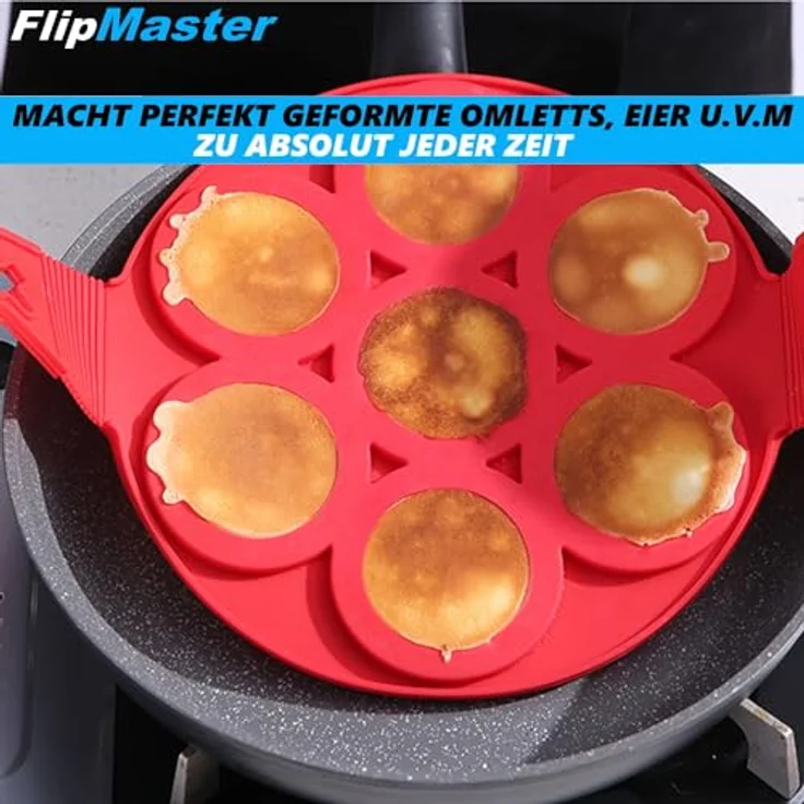 MAVURA FlipMaster Flipper-Form Pfannenwender Silikon Eier, Pfannkuchen Maker Omelett Wender Küchenhelfer Backform – Bild 4
