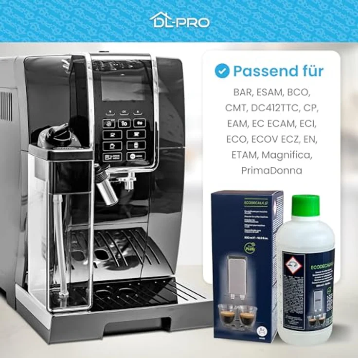 DL-pro Entkalker 500ml für DeLonghi 5513296041 SER3018 DLSC500 EcoDecalk, hochwirksam für Kaffeemaschinen und Kaffeevollautomaten, lebensmittelsicher und rückstandsfrei – Bild 2
