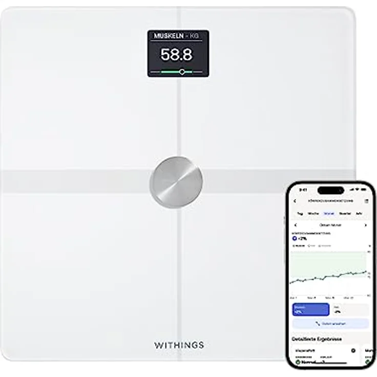 WITHINGS Body Smart — WLAN Digitale Personenwaage / Körperfettwaage für erweiterte Körperzusammensetzung inkl. Muskelmasse, Wasseranteil, Knochendichte – Bild 1