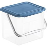 Rotho Basic Aufbewahrungsbox 5l mit Deckel und Henkel, Kunststoff (PP) BPA-frei, transparent/blau, 3kg/5l, (21 x 20 x 18 cm)