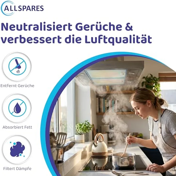 AllSpares Aktivkohlefilter für Dunstabzugshauben, geeignet für Siemens LZ53451 | Neff Z5102X1 | Bosch DHZ5346, 315 x 215 x 21 mm, 3 Stück – Bild 4
