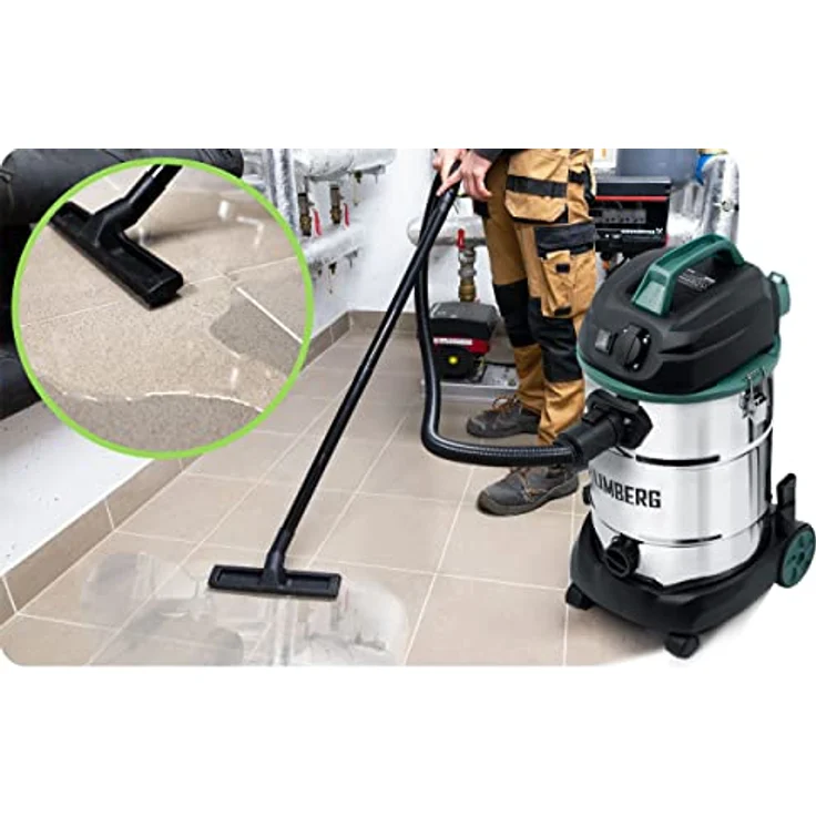 Humberg Multifunktionaler Industriestaubsauger 30L 1600W, Nass- und Trockensauger mit Elektrowerkzeugsteckdose, Blasfunktion, wiederverwendbaren Filtern, Grün – Bild 5