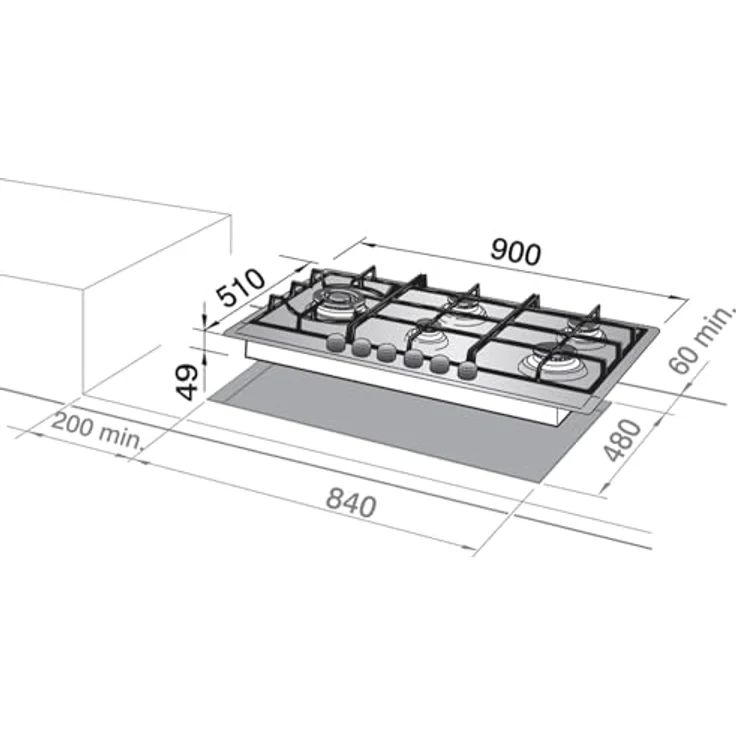 De'Longhi Piano cottura NSL590DX, 90 cm Kochfeld mit Grillrosten aus Gusseisen – Bild 2