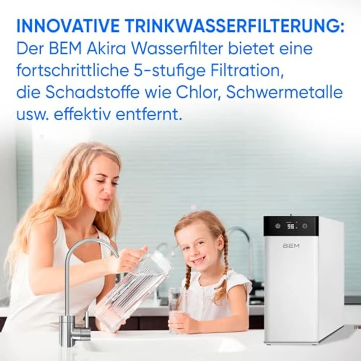 BEM Akira Wasserfilter Umkehrosmoseanlage Trinkwasser mit Wasserhahn, 5-Stufiges Filtersystem, ohne Wassertank, Untertisch Leitungswasser Filter, Weiß – Bild 4