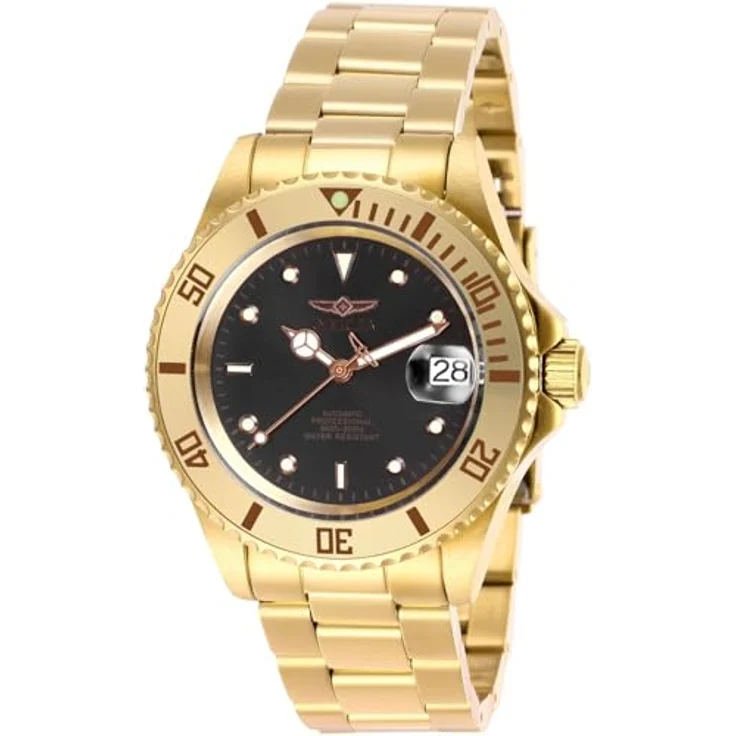 Invicta Pro Diver Automatikuhr, 40mm, Edelstahl, gelb-goldfarbenes Band und Gehäuse, kratzfestes Mineralglas – Bild 1