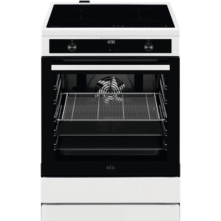 AEG CIB6644BBW, Freistehender Herd in Weiß mit 4-Zonen-Induktionskochfeld, SteamBake und AirFry-Funktion