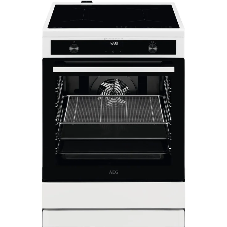 AEG CIB6644BBW, Freistehender Herd in Weiß mit 4-Zonen-Induktionskochfeld, SteamBake und AirFry-Funktion