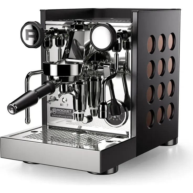 Rocket Espresso Appartamento TCA Schwarz und Kupfer, Espressomaschine mit Temperatureinstellung, Wärmetauscher und 2,5 L Wassertank, Edelstahl – Bild 1