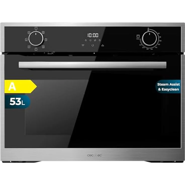 Cecotec Einbaubackofen Bolero Hexa M224500 Edge A, 45 cm hoch, 2600W, 53L, 7 Funktionen, Touch-Control-Display, Steam EasyClean, Dampfbasis X2, Energieeffizienzklasse A – Bild 1