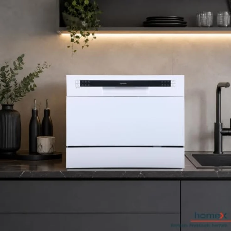 homeX GST6AD-W Mini Geschirrspüler, Tischgeschirrspüler für 6 Maßgedecke, 6 Programme, AquaStop, Energieeffizienzklasse D, Weiß – Bild 3