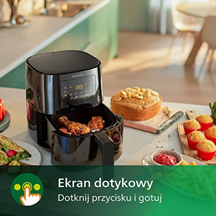Philips HD9252-90 Airfryer - Das Original Heißluftfritteuse, 1400W, für 2-3 Personen, 800g-4,1L Kapazität, digitales Display schwarz – Bild 5