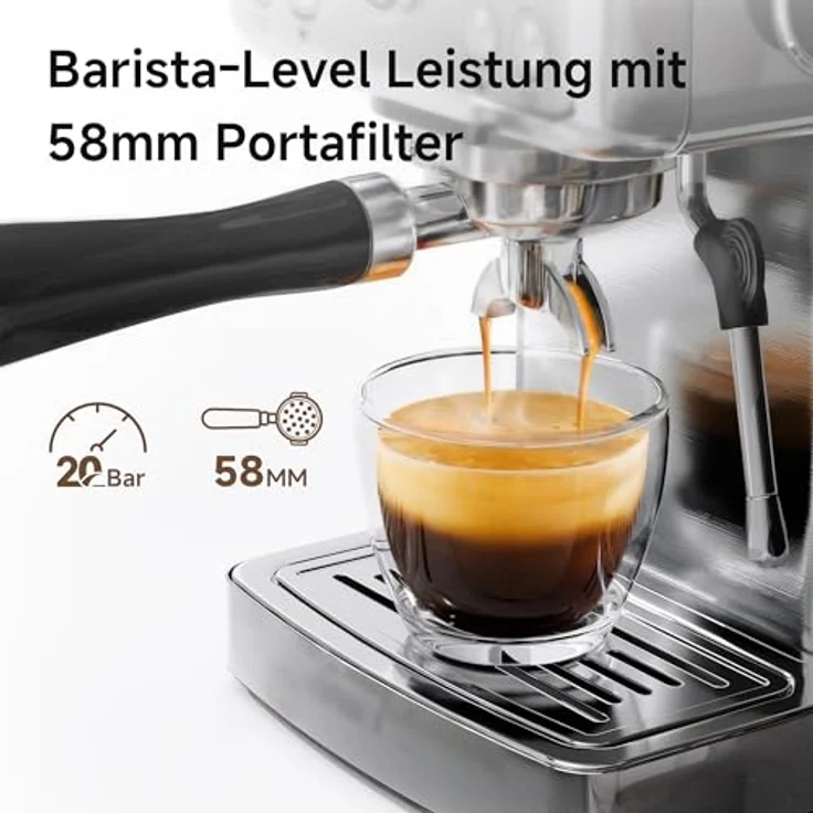 HIBREW H10A Programmierbare Espressomaschine, 19-Bar-Extraktionsdruck, gebürsteter Edelstahl, einstellbare Temperatur und Tassenvolumen, Dampfrohr für Milchaufschäumer – Bild 3