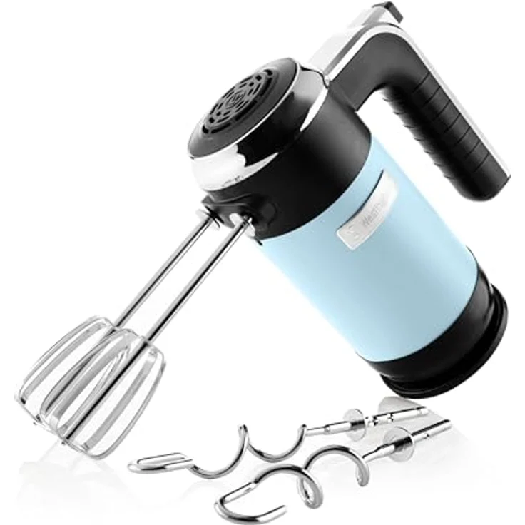 Westinghouse Retro Handmixer, 5 Geschwindigkeitsstufen + Turbofunktion, LCD-Anzeige, Timer, 350 Watt, hellblau – Bild 2