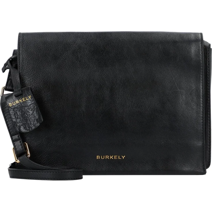Burkely Fine Florence Messenger, Handtasche aus Leder mit Kreditkartenfächern, Schwarz, 24 cm
