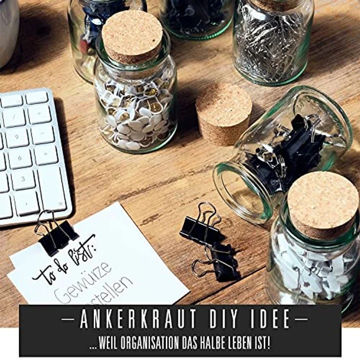 Ankerkraut Leeres Korkenglas, klein, 170ml Volumen, 24er Set für Gewürze und Deko – Bild 7