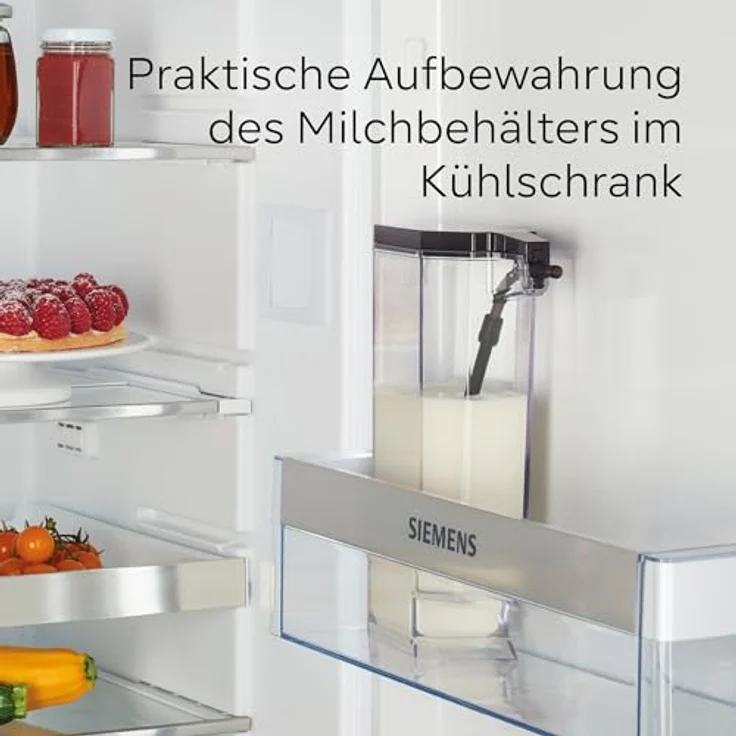Siemens Kaffeevollautomat EQ500 integral TQ513D01, viele Kaffeespezialitäten, Milchaufschäumer, integrierter Milchbehälter, automatische Dampfreinigung, 1500 W, daylight silber/klavierlack schwarz – Bild 4