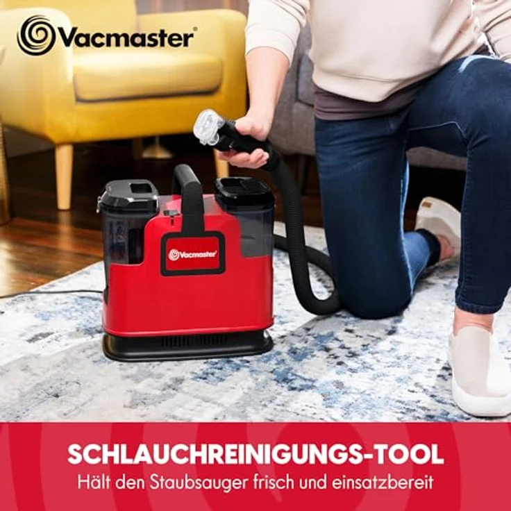 Vacmaster STMEUB01 Polsterreiniger 600 W, Waschsauger mit 15 KPA Saugkraft, rot für Teppich, Sofa und Autos – Bild 6