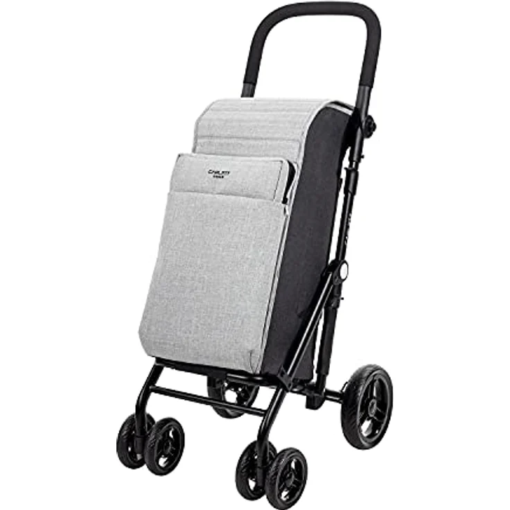 Carlett - Einkaufstrolley, Faltbarer Supermarkt-Trolley, mit 4 regenfesten Rädern und Einer großen Kapazität von 25kg, Haupttasche 36L, Thermic 7,5L und Hecktasche - Ice Grau Farbe – Bild 1