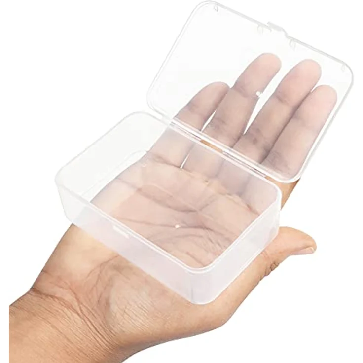 BELLE VOUS Kleine Aufbewahrungsbox Transparent, 12 Stück, Klappdeckel, 9 x 6 x 3,3 cm, für Schmuck, Perlen, Pillen und Schrauben – Bild 3
